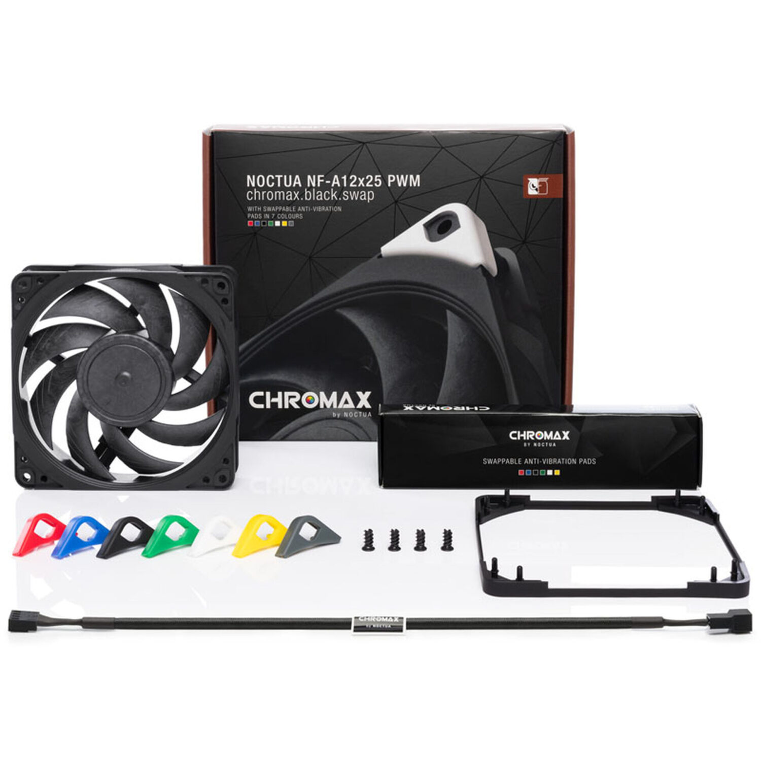 Noctua NF-A12x25 PWM chromax.black.swap – Premium 120mm PWM Fan with Swappable Anti-Vibration Pads - Image 4