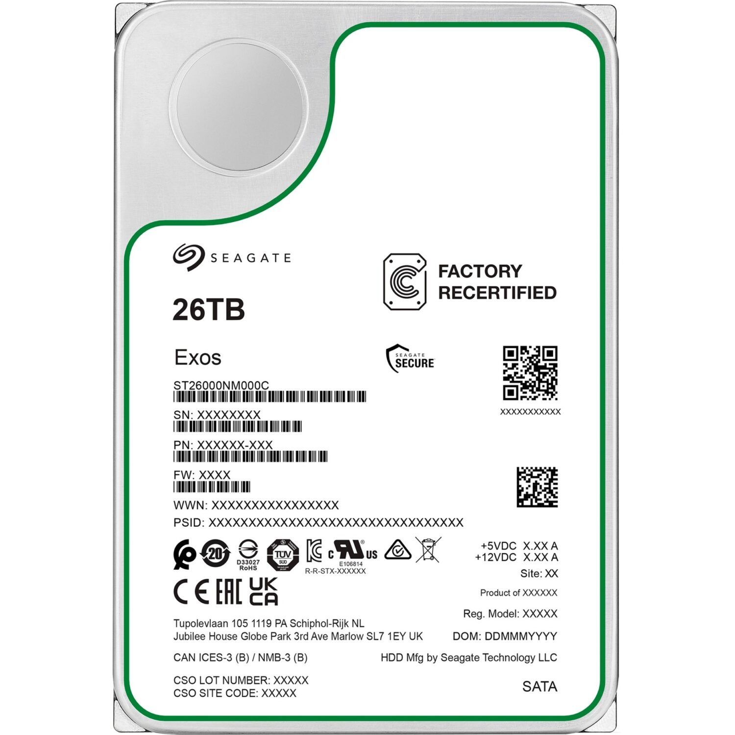 Seagate Exos X26 26 TB – Enterprise HDD 3.5" SATA 6 Gb/s (ST26000NM000C-FR)
