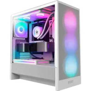NZXT H5 Flow RGB – ATX Mid Tower White Tempered Glass Airflow Case