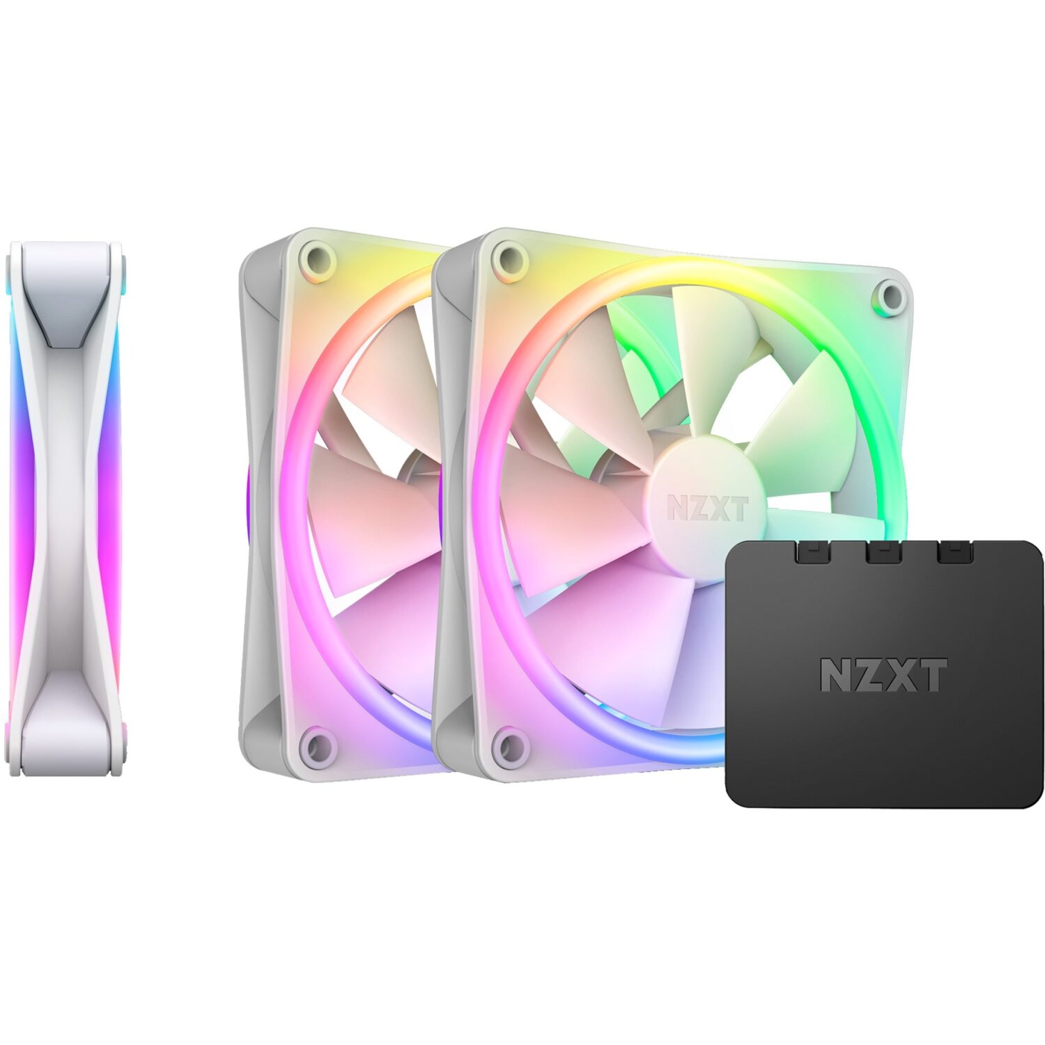 NZXT F120 RGB Duo – Triple Pack 120mm Dual-Ring RGB Fans + Controller + Fluid Dynamic Bearing (White)