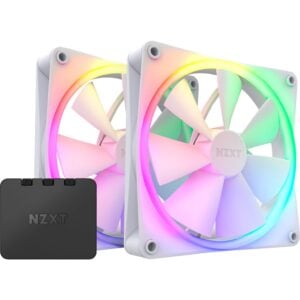 NZXT F140 RGB DUO Twin 140x140x25 (White, 2er Pack, inkl. RGB-Controller, 140 mm)