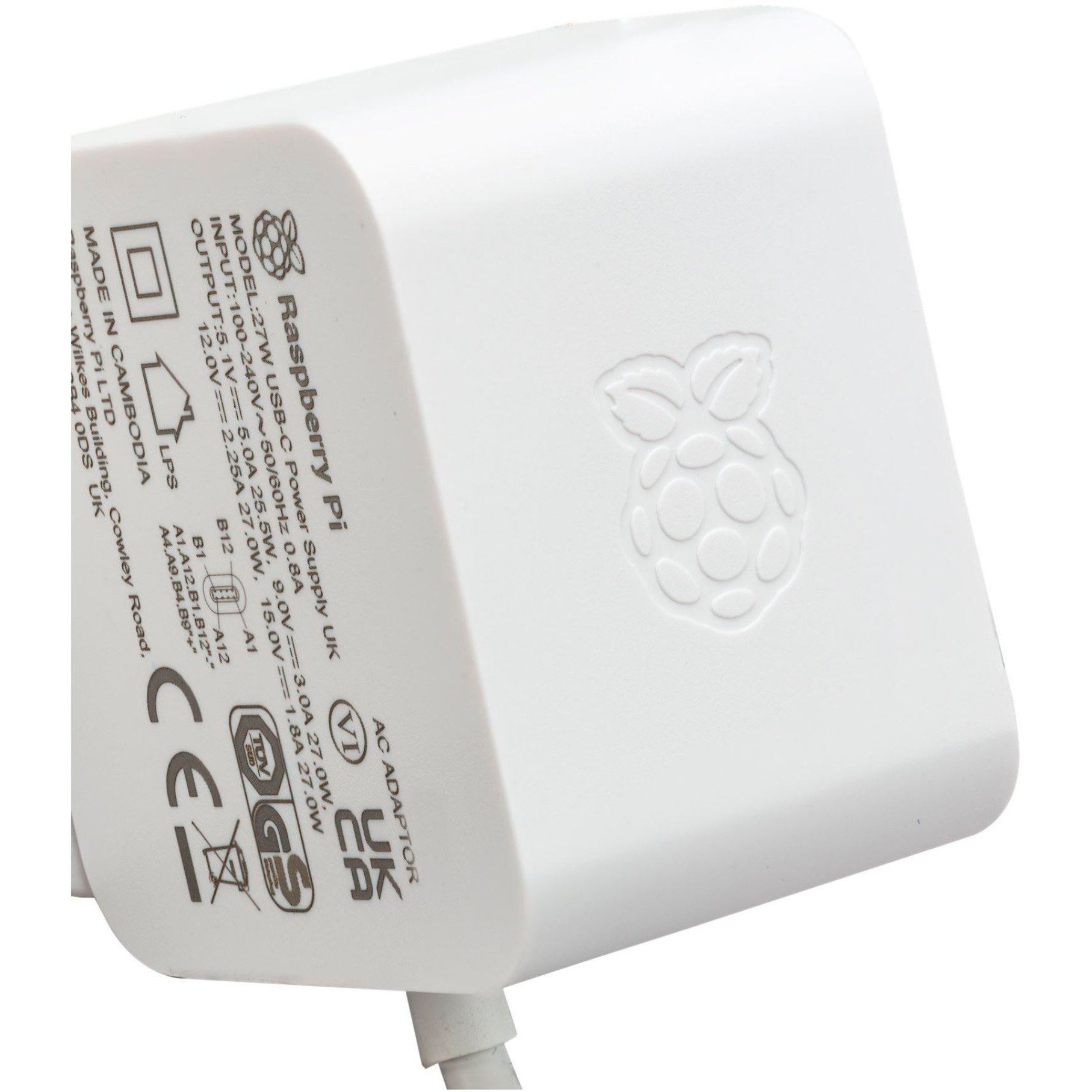 Raspberry Pi Official Power Supply – 5.1V 5A USB-C 27W PSU (White) - Image 2